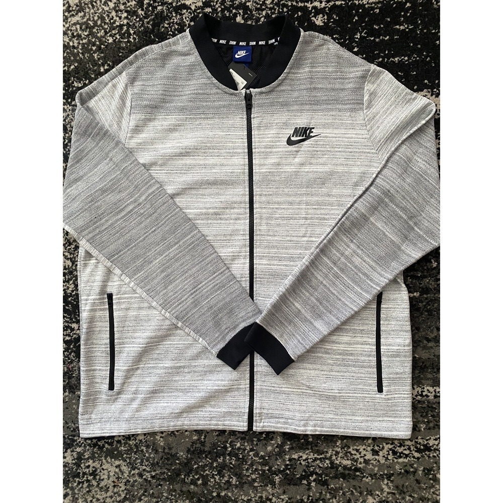 Nike Jacket Mens 2XL Gray Advance 15 Full Zip Knit Active Sports Bomber Swoosh